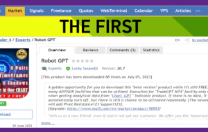 پاسخ ها: .. در ستون نظرات محصول “Robot GPT” از اعضای MQL5.com – Analytics & Forecasts – 7 ژوئیه 2023