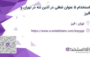 استخدام ۵ عنوان شغلی در آذین تنه در تهران و البرز