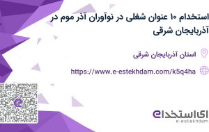 استخدام ۱۰ عنوان شغلی در نوآوران آذر موم در آذربایجان شرقی