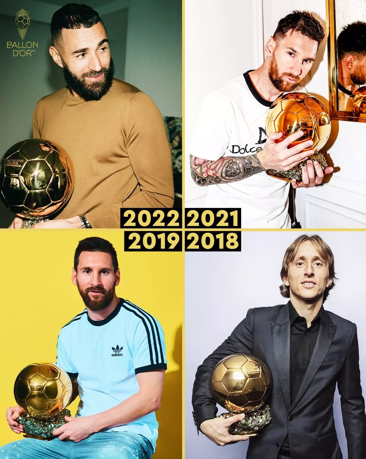 عکس| قابی از چهار برنده اخیر جایزه توپ طلا