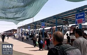 ویدیو / اتوبوس‌ها در پایانه مرزی مهران در انتظار زائرین