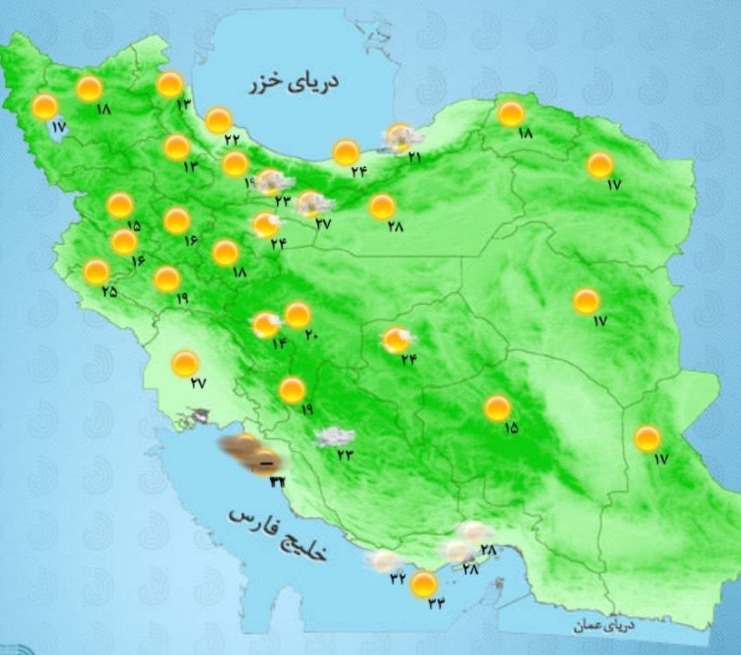 پیش بینی رگبار پراکنده در شمال و جنوب کشور