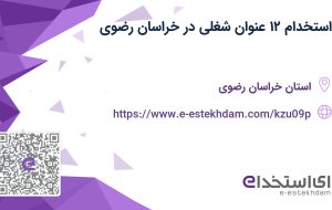 استخدام 12 عنوان شغلی در خراسان رضوی