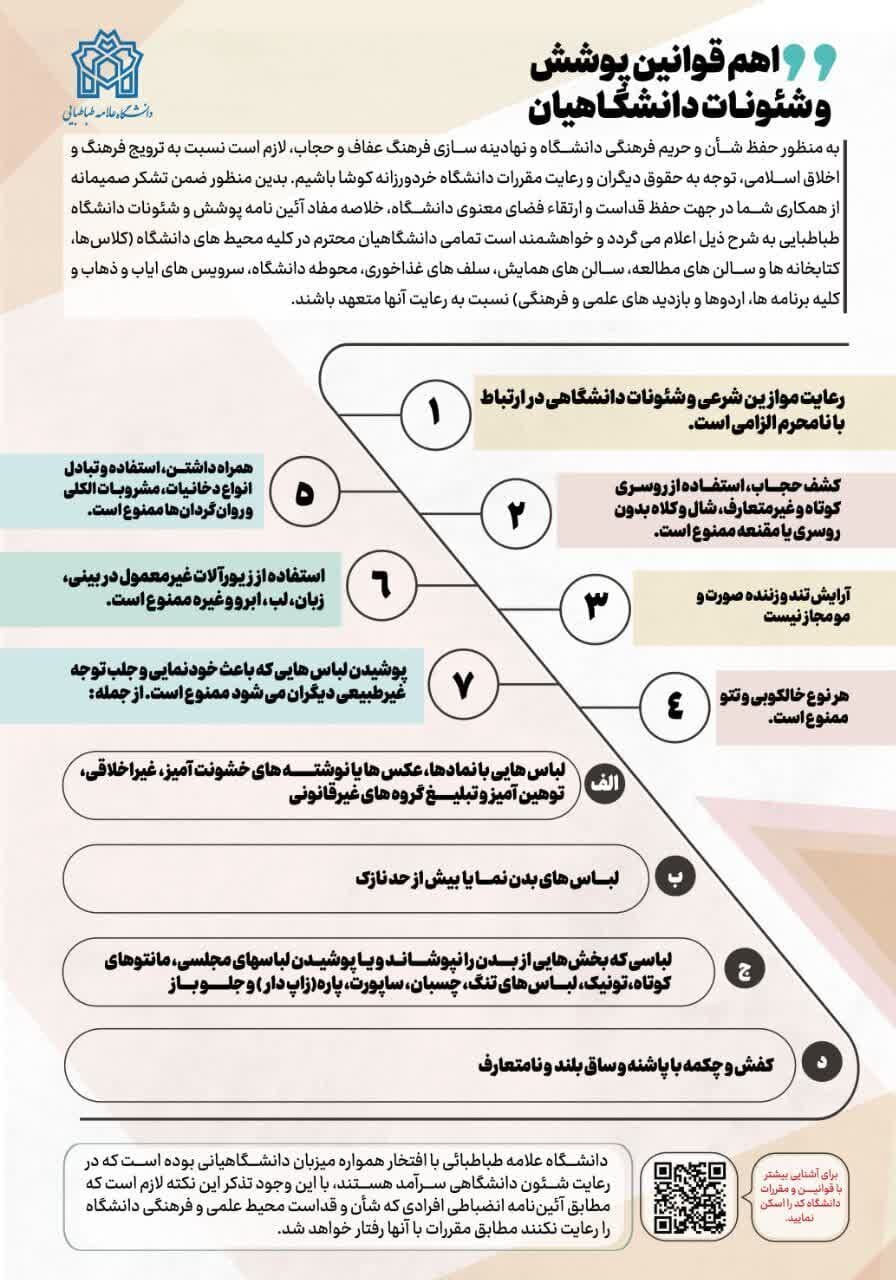 قوانین پوشش در دانشگاه علامه طباطبایی اعلام شد
