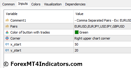 Symbol Changer MT5 Indicator Settings