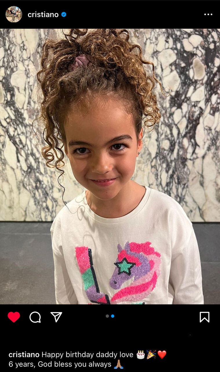 عکس‌| پست احساسی کریستیانو رونالدو برای ۶ سالگی دخترش