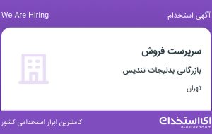 استخدام سرپرست فروش در بازرگانی بدلیجات تندیس در محدوده بازار تهران استخدام سرپرست فروش در بازرگانی بدلیجات تندیس در محدوده بازار تهران