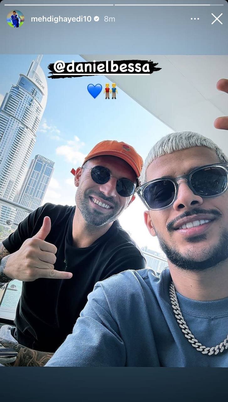 عکس‌| سلفی قایدی و ستاره محبوب مجیدی با برج خلیفه دبی