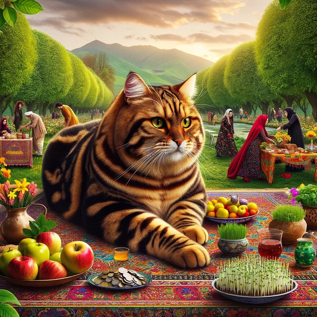 طراحی هوش مصنوعی از گربه ای با تم نوروزی