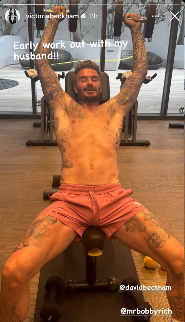 عکس| استوری ویکتوریا از بدن آماده دیوید بکام