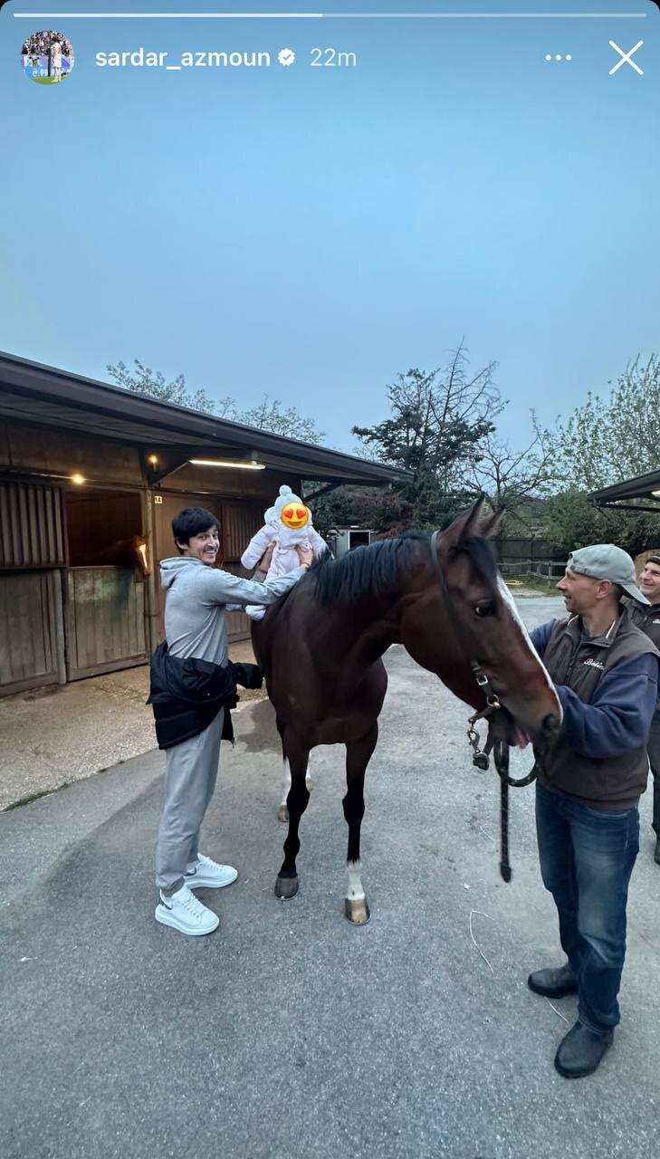 عکس‌| اسب‌سواری دختر ۶ ماهه سردار آزمون