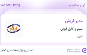 استخدام مدیر فروش در سیم و کابل ایوان در محدوده فردوسی تهران