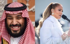 خشم مسلمانان از بن سلمان و جنیفر لوپز؛ رقص دور ماکت کعبه! + عکس