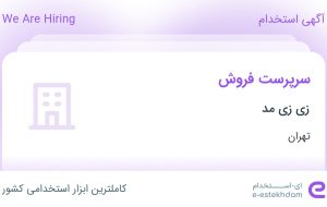 استخدام سرپرست فروش در زی زی مد در محدوده اکباتان تهران