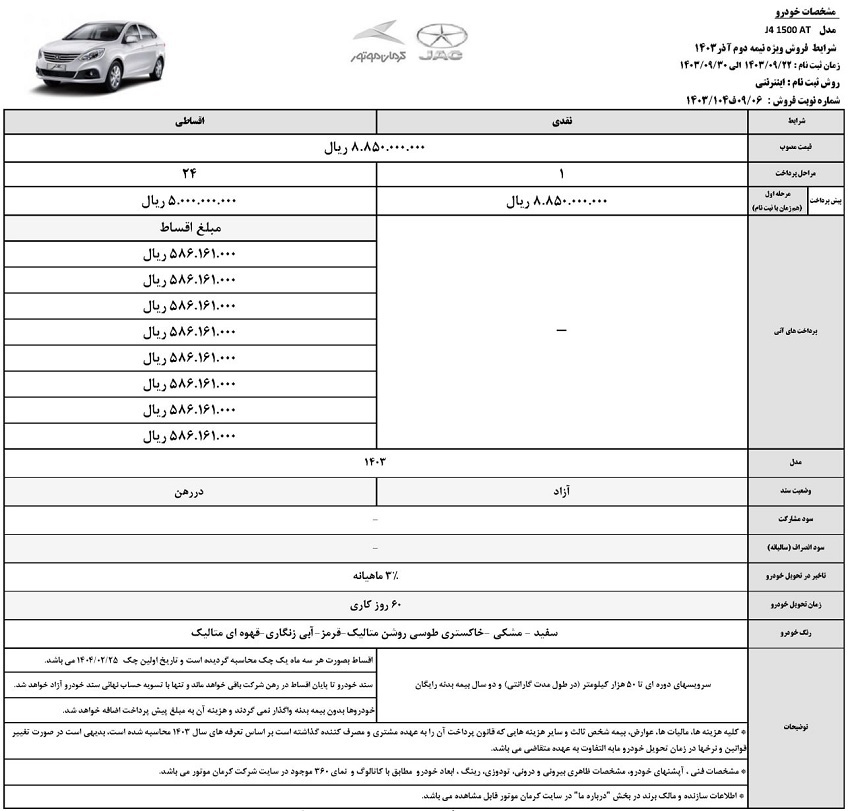 مرحله جدید فروش نقد و اقساط جک J۴ آغاز شد