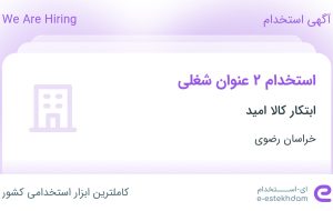 استخدام مدیر فروش و حسابدار در ابتکار کالا امید در خراسان رضوی