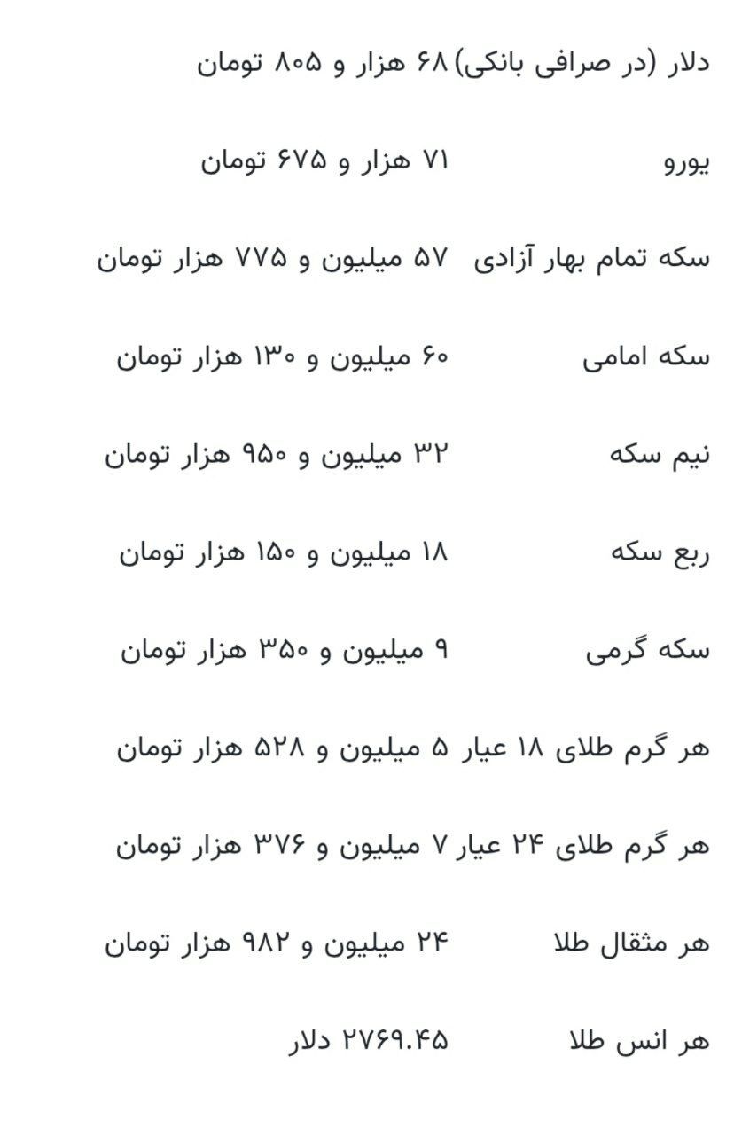 قیمت طلا، سکه و ارز امروز پنجشنبه ۱۱ بهمن‌ماه ۱۴۰۳ + جدول 