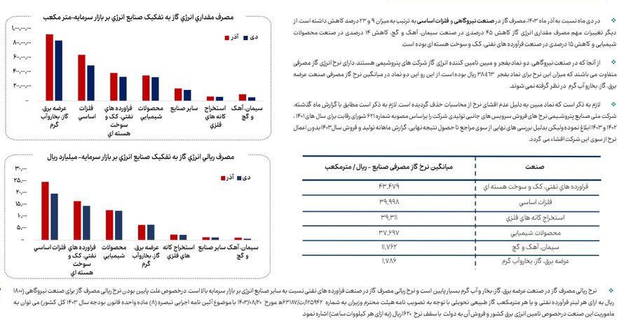 کاهش ۱۳ درصدی مصرف گاز صنایع بورسی در دی ماه