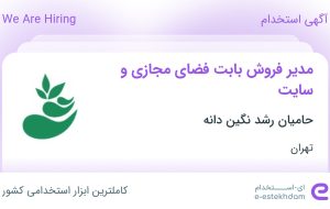 استخدام مدیر فروش بابت فضای مجازی و سایت در حامیان رشد نگین دانه در تهران