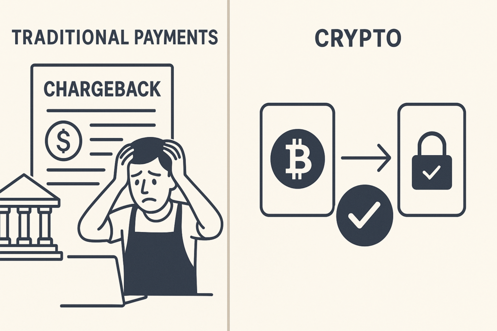 شارژ در پرداخت های سنتی در مقابل Crypto