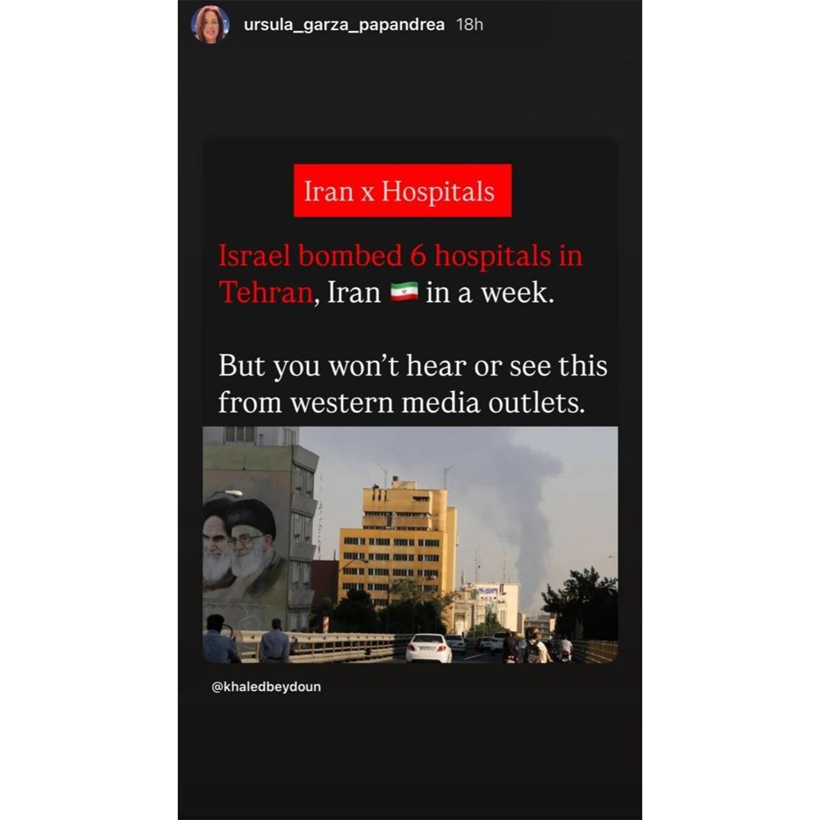 عکس | واکنش یک امریکایی به جنایات رژیم صهیونیستی در خاک ایران