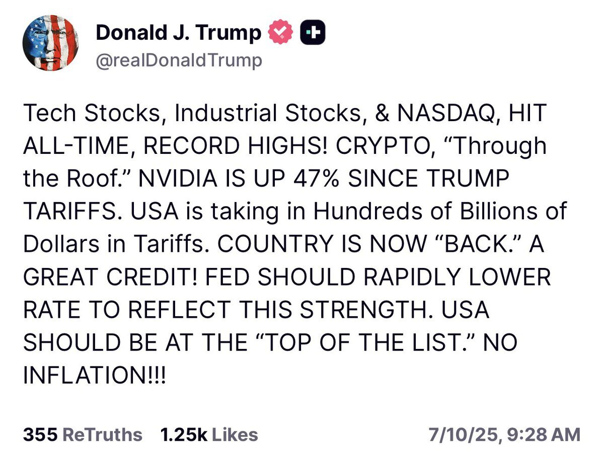 پست ترامپ در مورد حساب اجتماعی حقیقت وی.