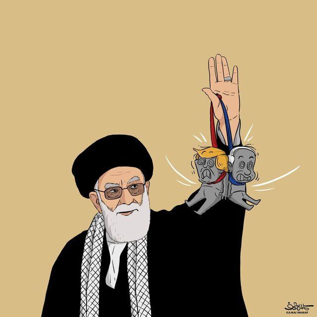 واکنش کارتونیست مشهور به حضور رهبر انقلاب ایران در مراسم شب عاشورا + عکس