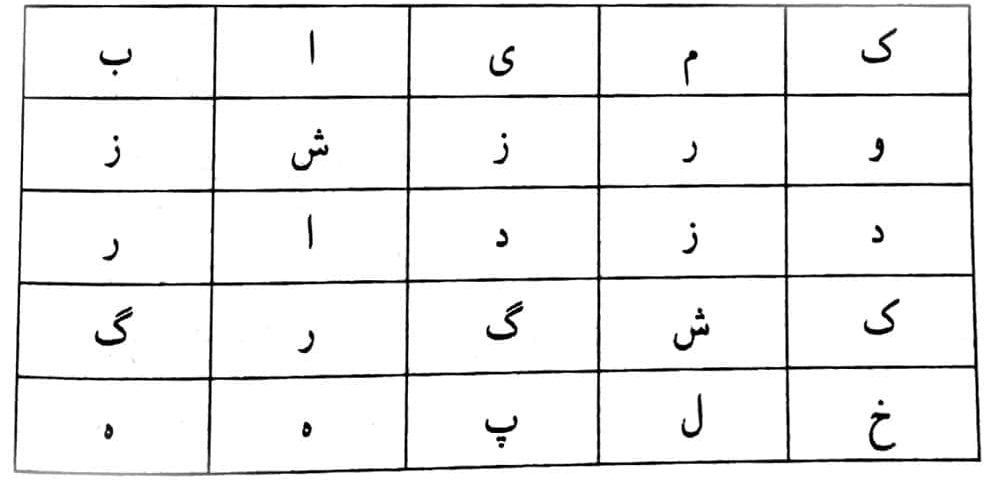 بازی جدول حروف درهم