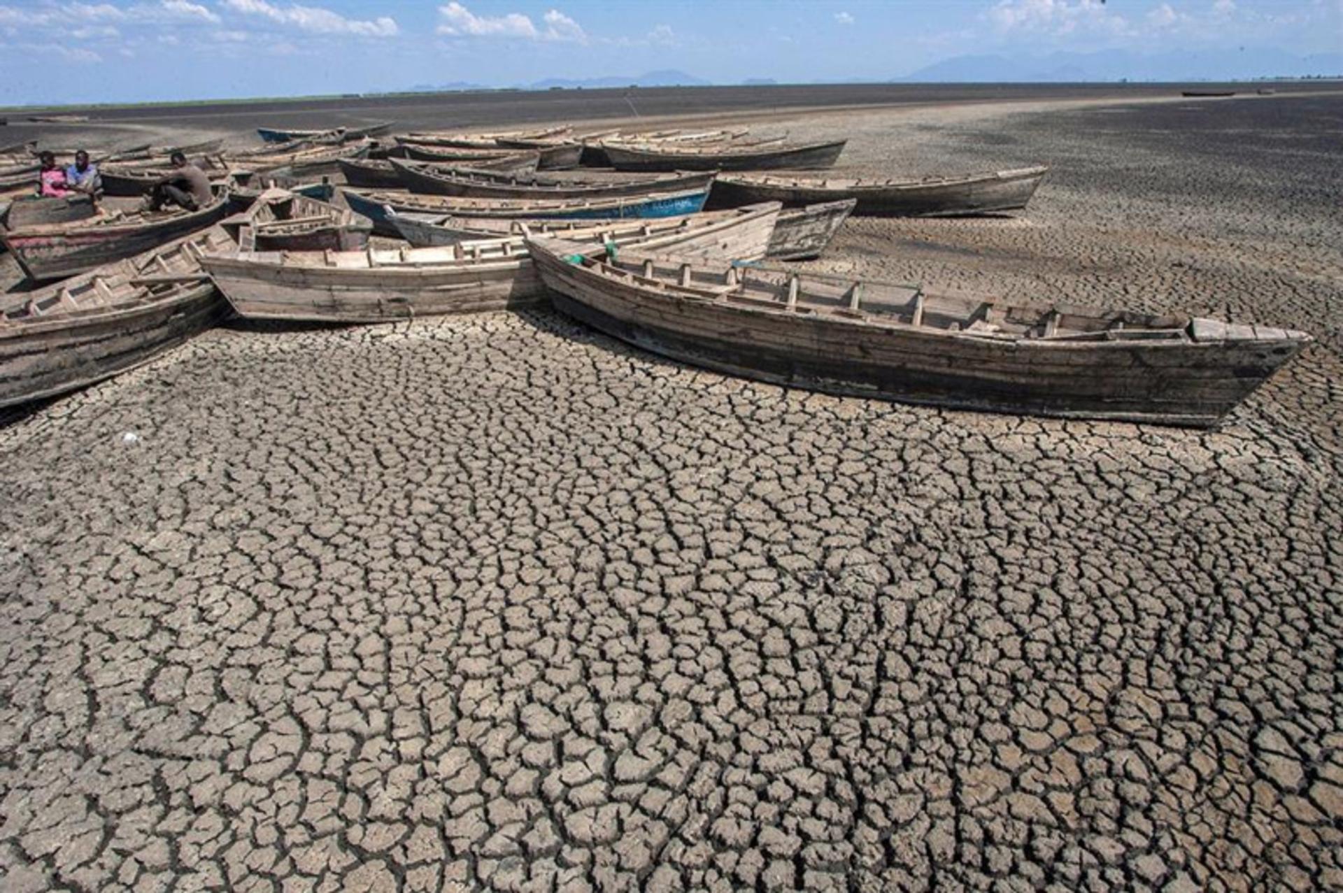 قایق های به گل نشسته در دریاچه چیلوا