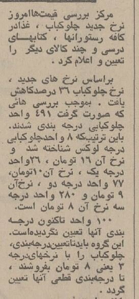 چلوکباب ۳۶ درصد ارزان شد/ تصویر عجیب از نرخ انواع چلوکباب و غذا در تهران ۵۰ سال قبل