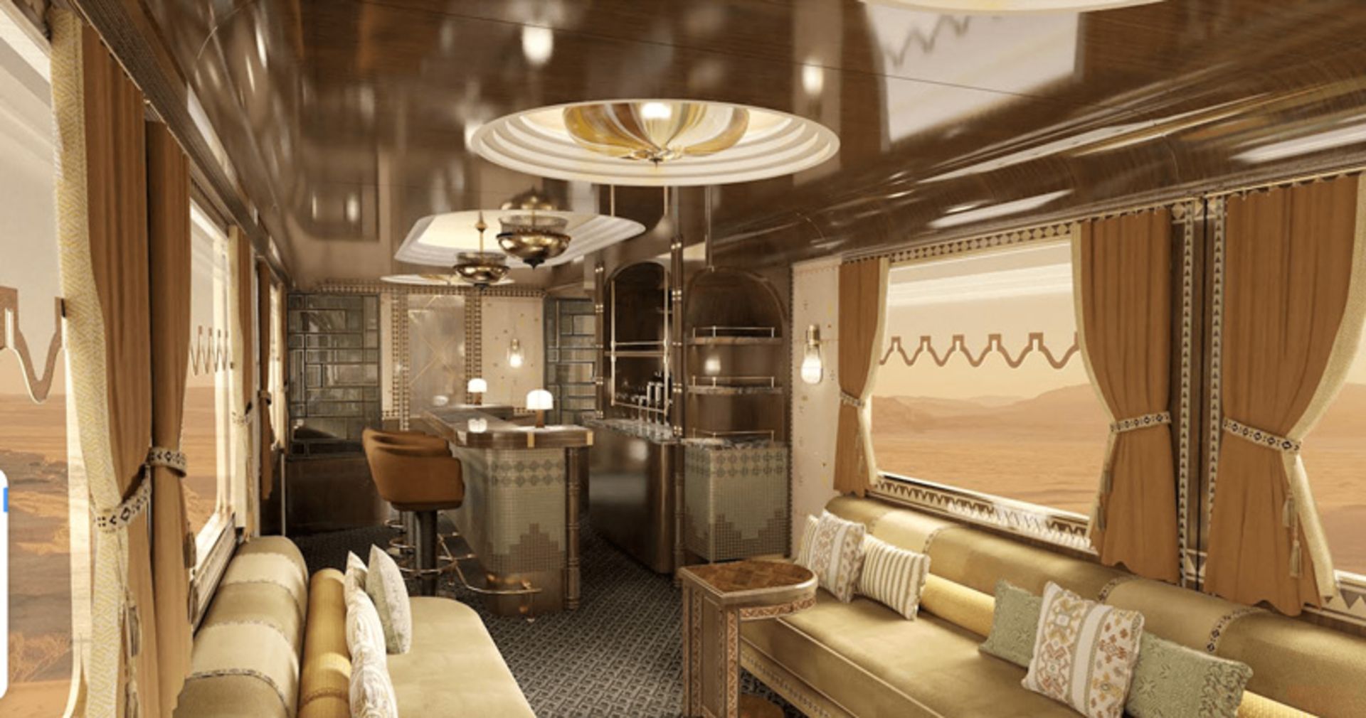 دکوراسیون داخلی و مبلمان قطار رویای صحرا