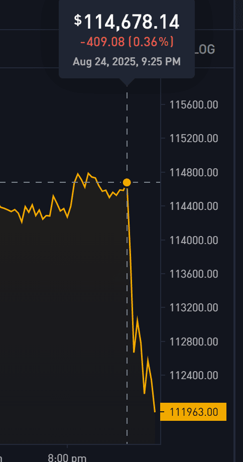Flash-Crash Price Bitcoin یکشنبه 24 اوت