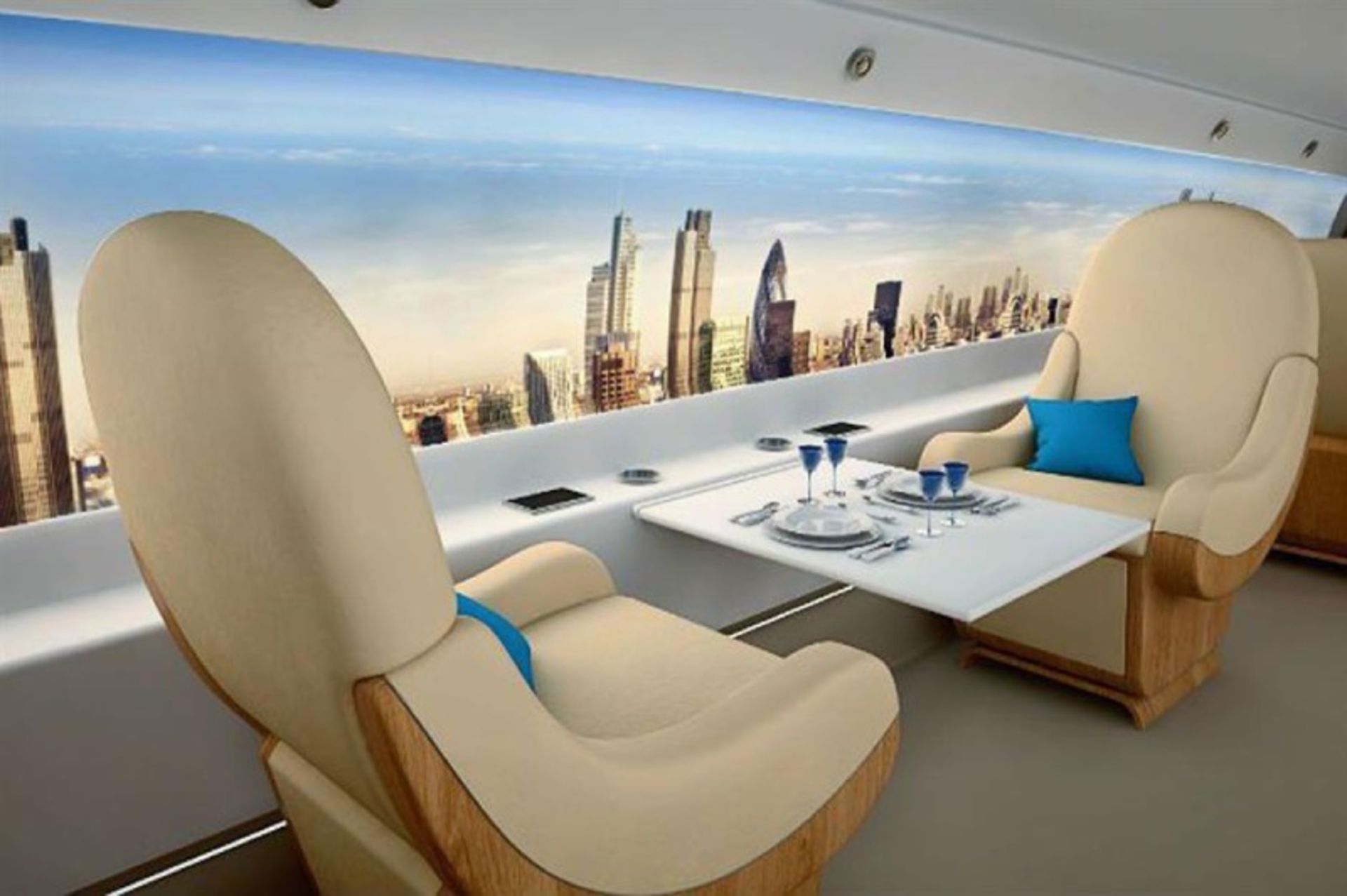 کابین هواپیمای هوشمند با پنجره بزرگ