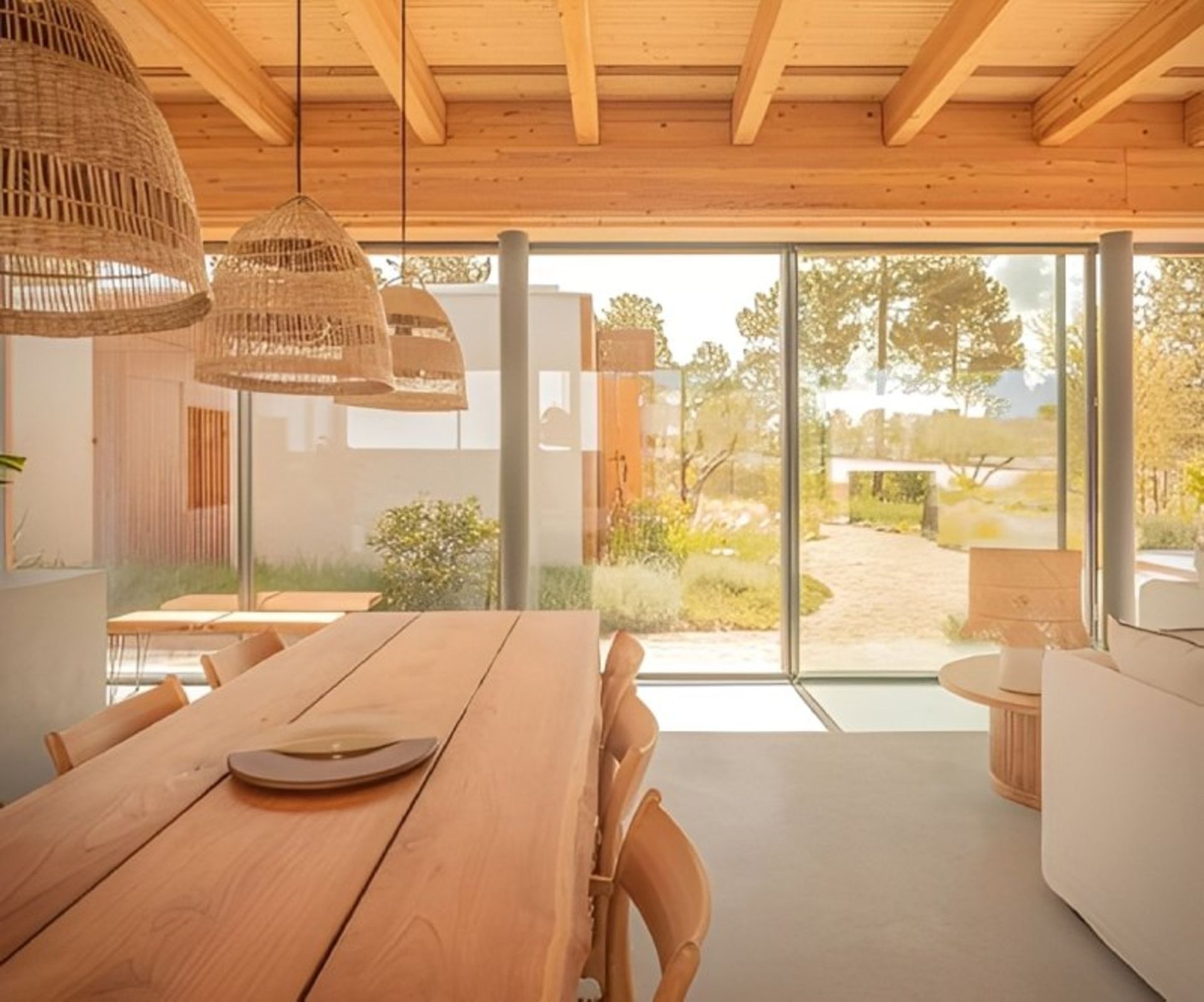 فضای داخلی خانه سی آر از چوب