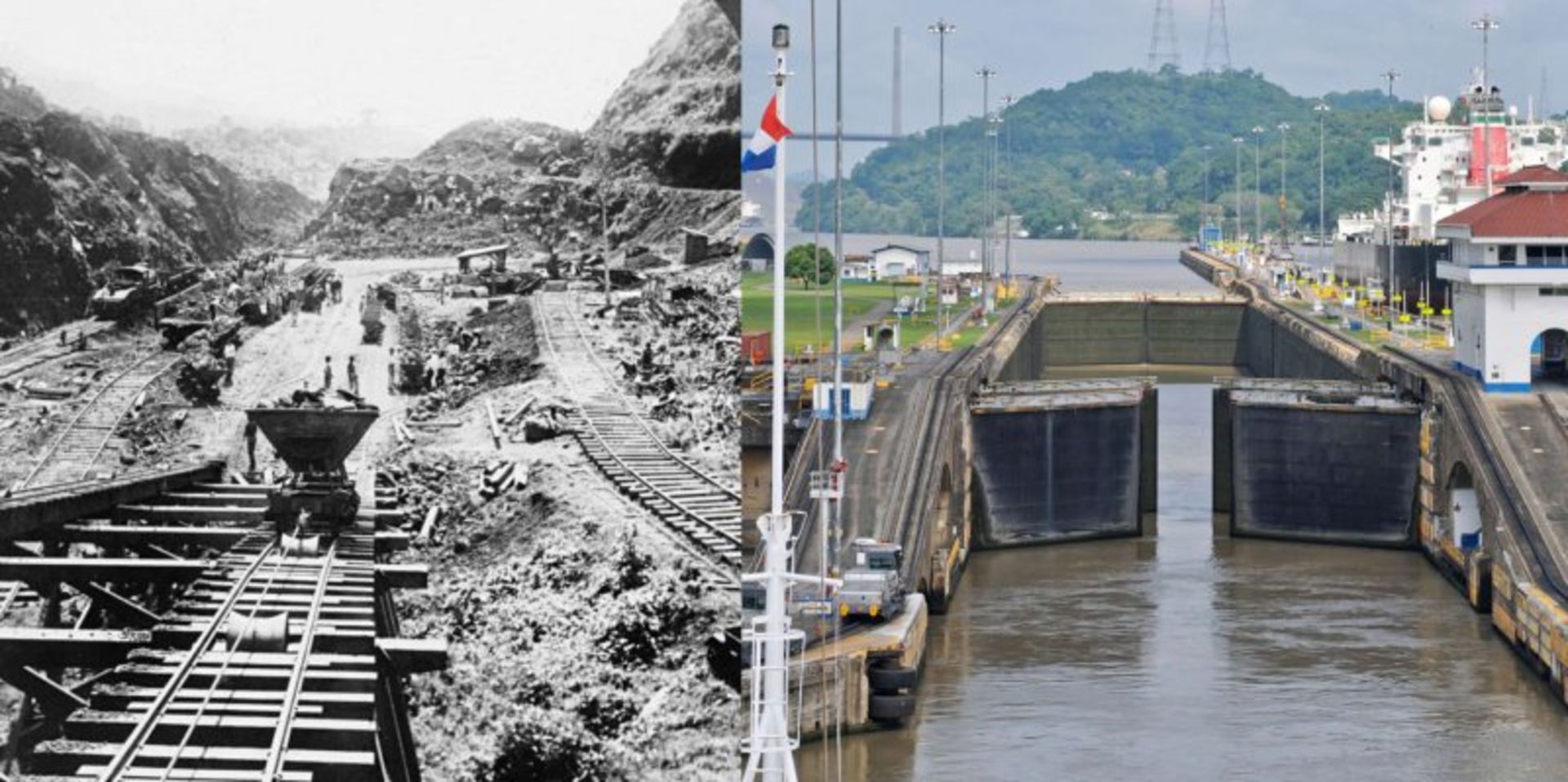 کانال پاناما در مراحل ساخت و پس از تکمیل