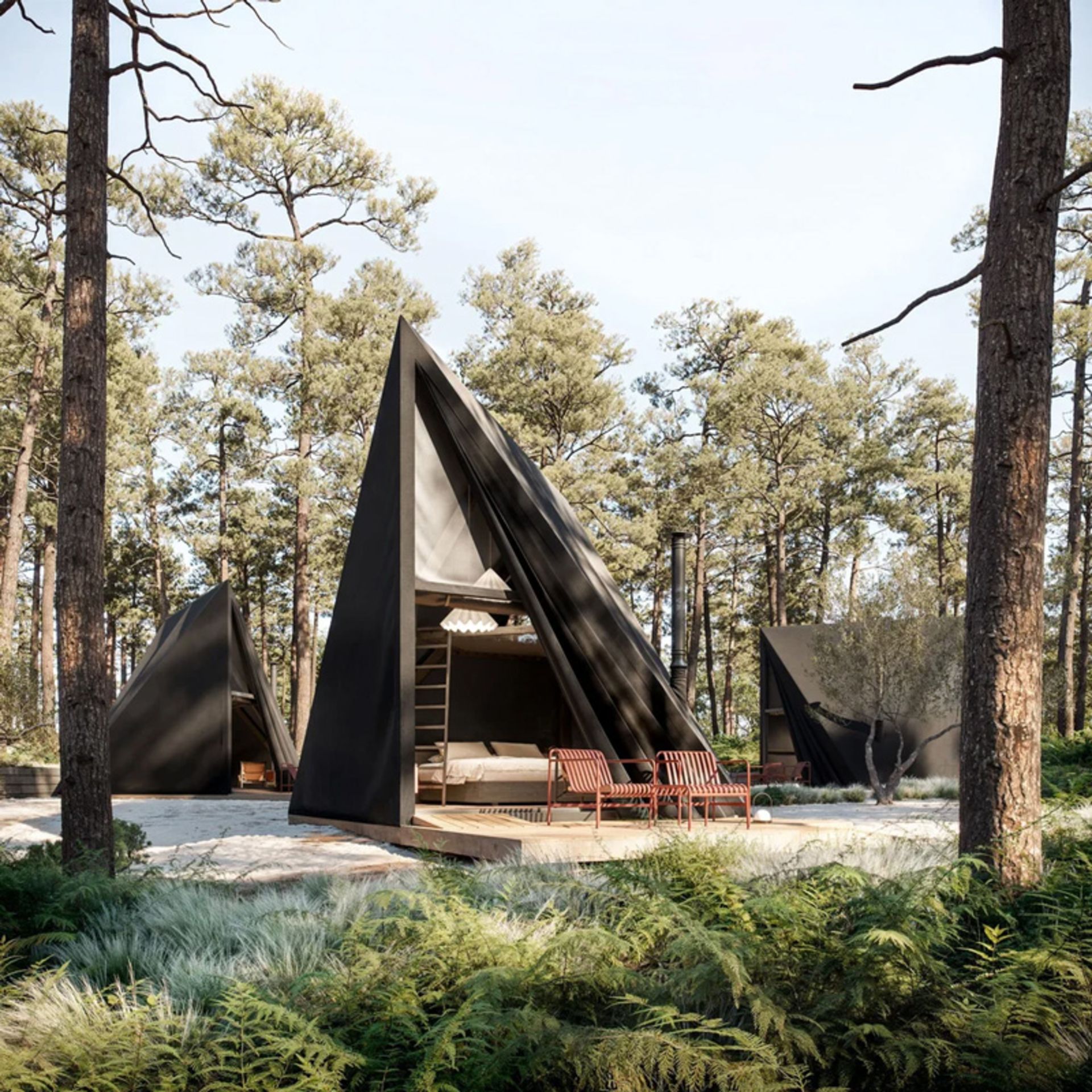 کمپ چادرهای سافت‌شل در طبیعت