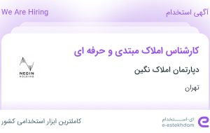 استخدام کارشناس املاک مبتدی و حرفه‌ای در دپارتمان املاک نگین در تهران