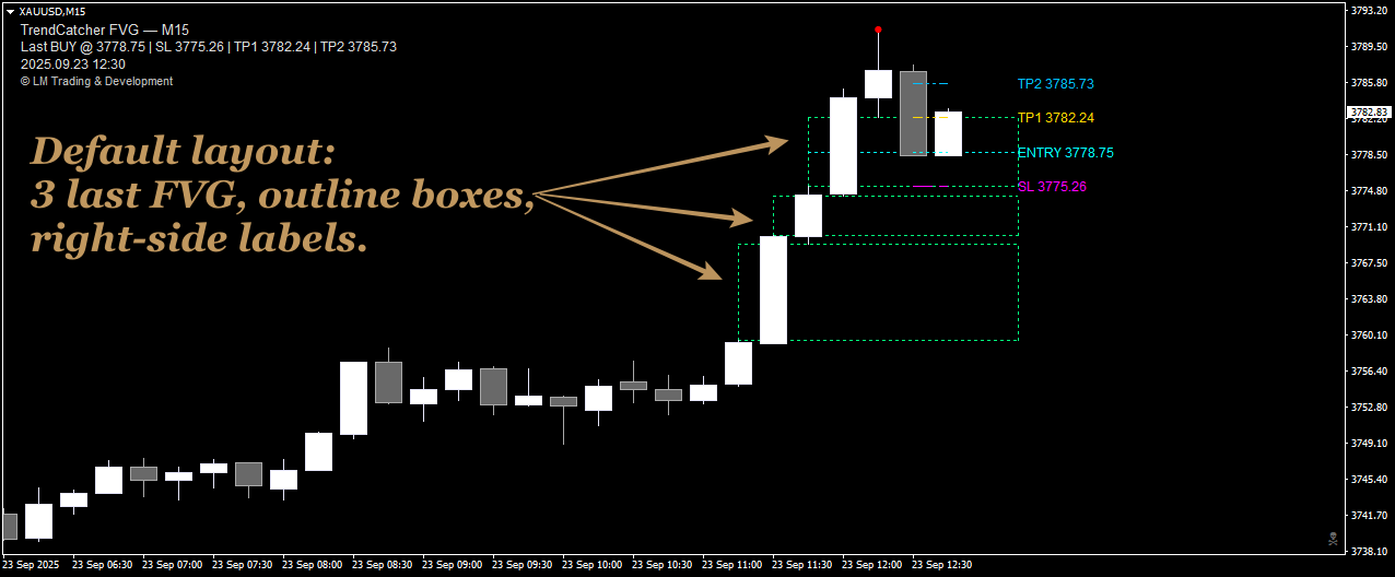 3 FVG های آخر - نمودارهای تمیز و سازمان یافته
