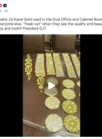 توییت ترامپ در مورد طلا: "با بالاترین کیفیت طلای 24 K مورد استفاده در … بهترین دفتر بیضی تا کنون" توییت ترامپ در مورد طلا: "با بالاترین کیفیت طلای 24 K مورد استفاده در … بهترین دفتر بیضی تا کنون"