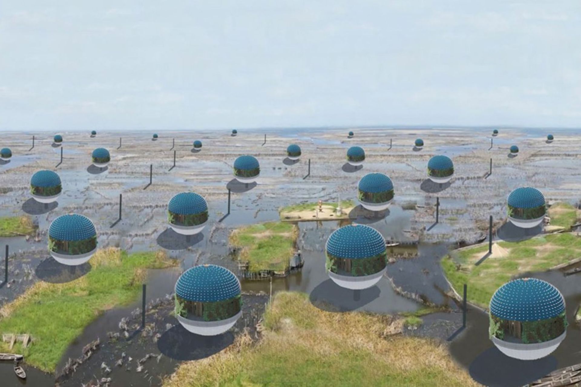 خانه های دهکده پافر روی دریاچه نوکوئه